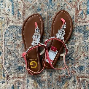 NWT guess coral and jeweled sandals